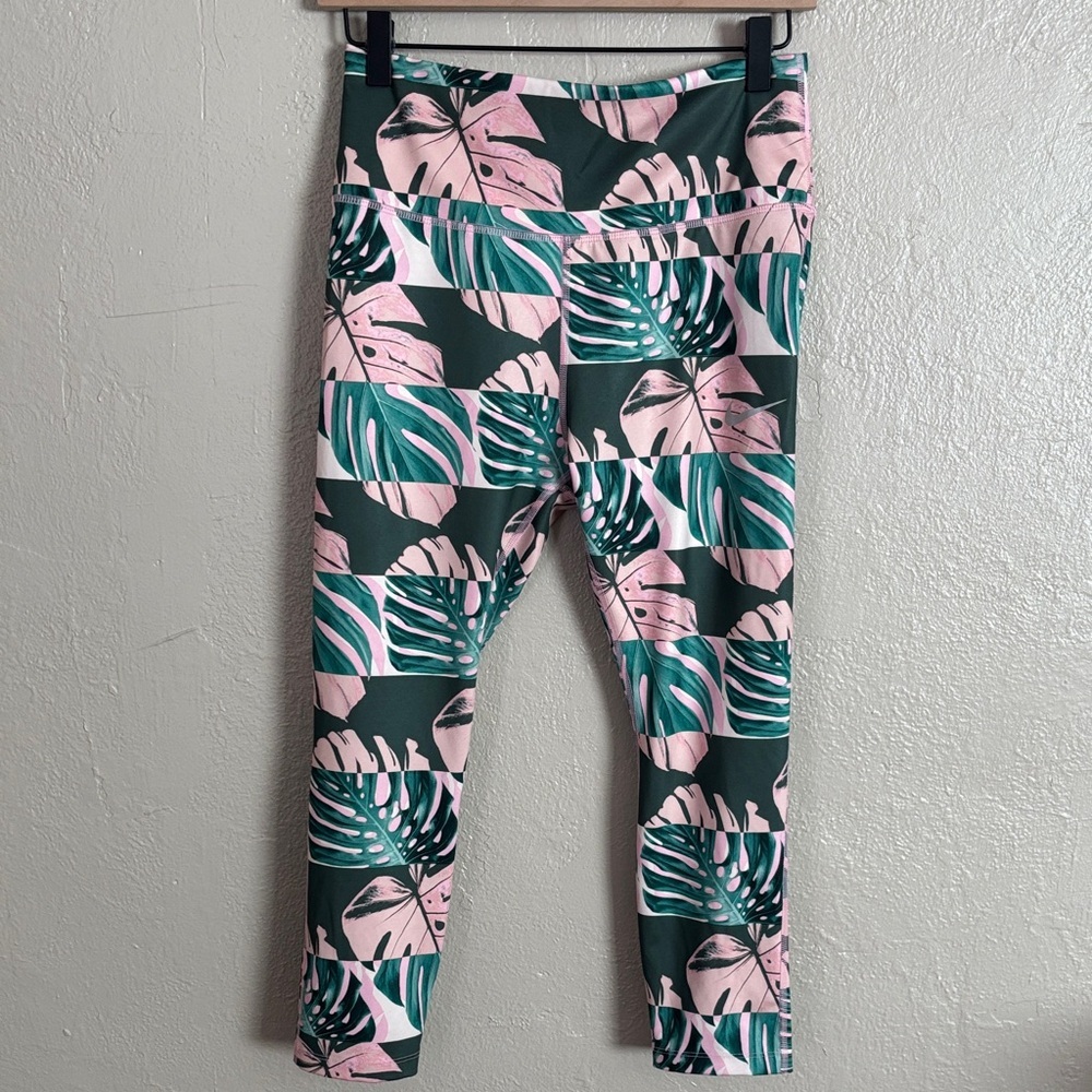 Nike Dry-Fit Women's Botanical Print Fast Crop Running Activewear Leggings Large